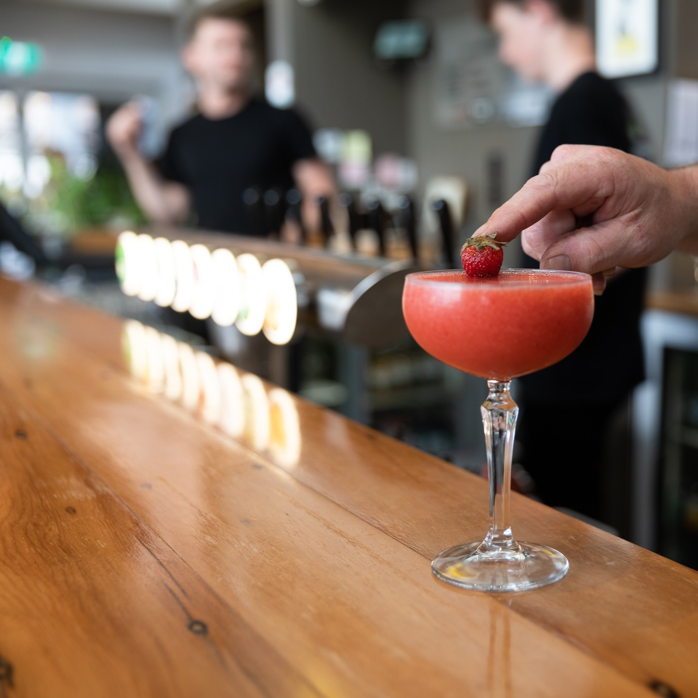 Bright red and garnished with a fresh strawberry, the Strawberry Daquiri is a favourite at Napier cocktail bar, The Gintrap.